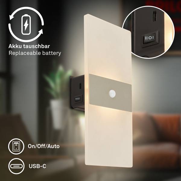 Akku LED-Wandleuchte Aura Gold