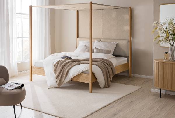 Letto a baldacchino NOLBY Color bianco crema