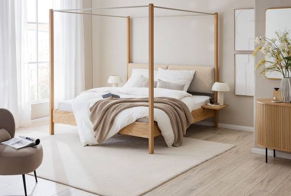 Letto a baldacchino NOLBY Color bianco crema