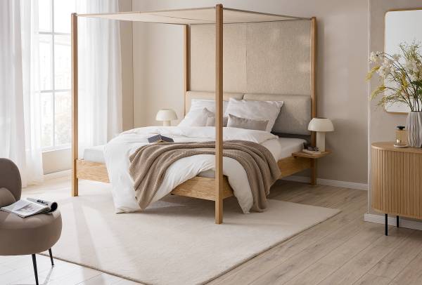 Letto a baldacchino NOLBY Color bianco crema
