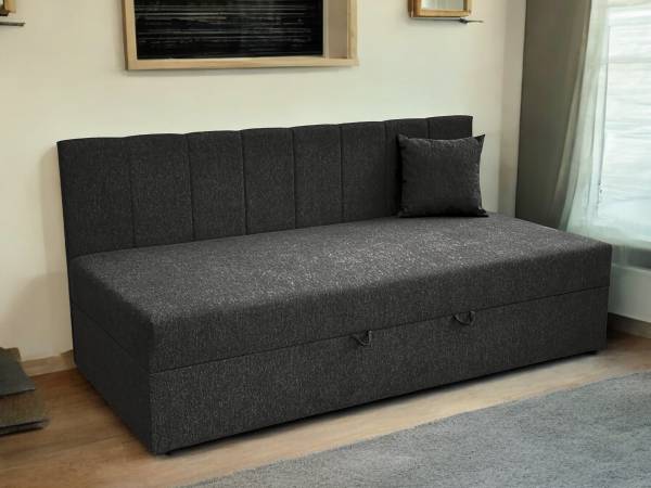 Logeerbed Nawiko Geweven stof Genia: antracietkleurig