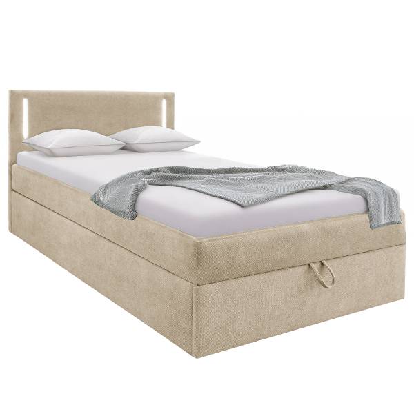 Letto con illuminazione Kalsare Tessuto strutturato Cully: beige - 90 x 200cm