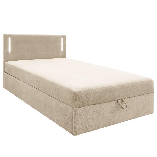 Letto con illuminazione Kalsare Tessuto strutturato Cully: beige - 90 x 200cm