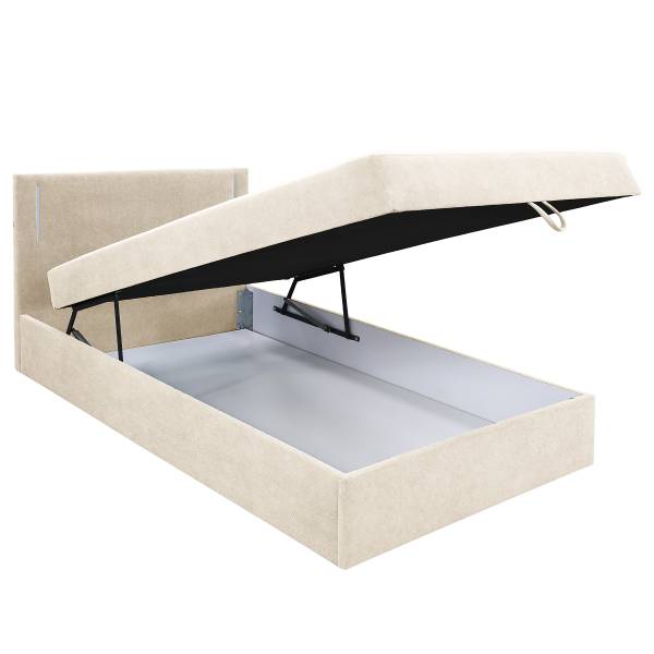 Letto con illuminazione Kalsare Tessuto strutturato Cully: beige - 90 x 200cm