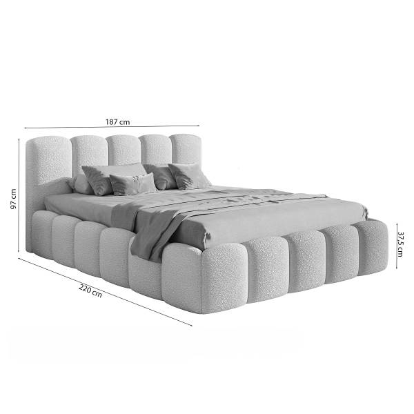 Polsterbett Cloudy II Bouclé Stoff Cady: Creme - 160 x 200cm