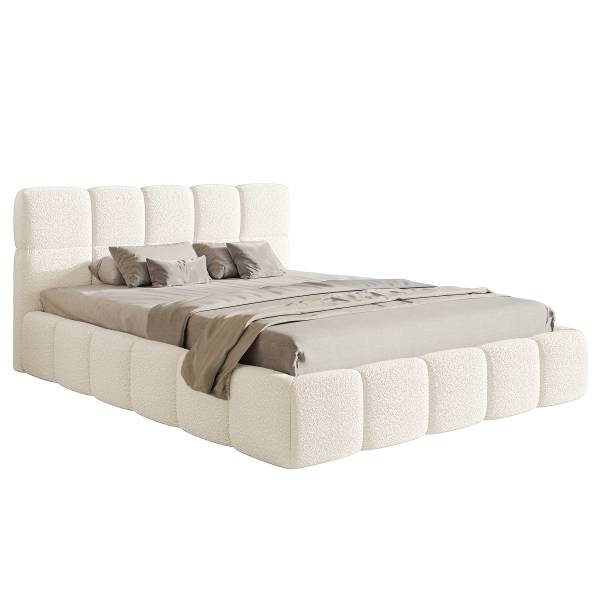 Letto imbottito Cloudy Tessuto Bouclé Leke: bianco crema - 160 x 200cm - Senza contenitori