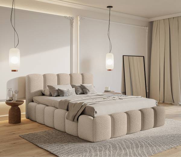 Polsterbett Cloudy II Bouclé Stoff Cady: Taupe - 180 x 200cm