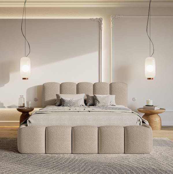 Polsterbett Cloudy II Bouclé Stoff Cady: Taupe - 180 x 200cm