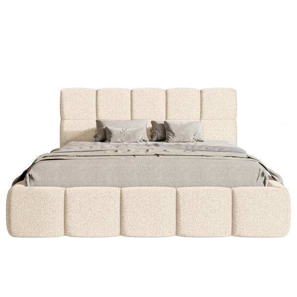 Polsterbett Cloudy Flachgewebe Tora: Beige - 140 x 200cm - 1 Bettkasten