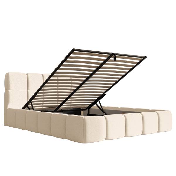 Polsterbett Cloudy Flachgewebe Tora: Beige - 140 x 200cm - 1 Bettkasten