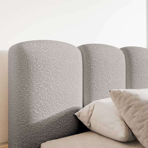 Letto imbottito Cloudy II Bouclé Tessuto Cady: sabbia - 180 x 200cm