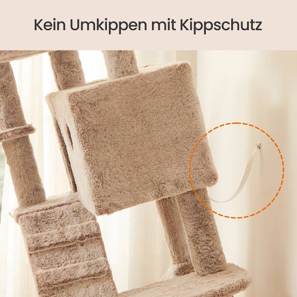 Katzenkratzbaum Lekar Holzwerkstoff / Samt - Beige