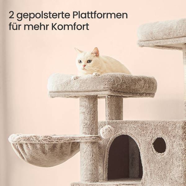 Katzenkratzbaum Lekar Holzwerkstoff / Samt - Beige