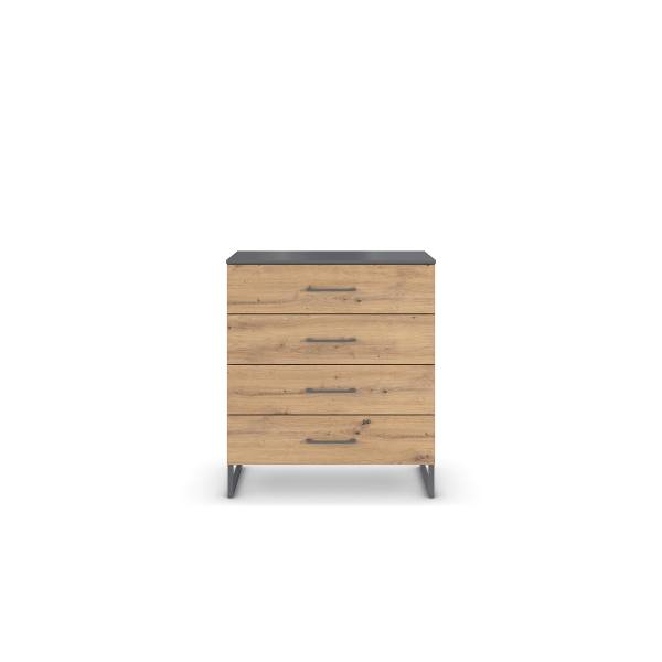 Kast Butte 4 lades Artisan eikenlook/metallic grijs - Breedte: 80 cm