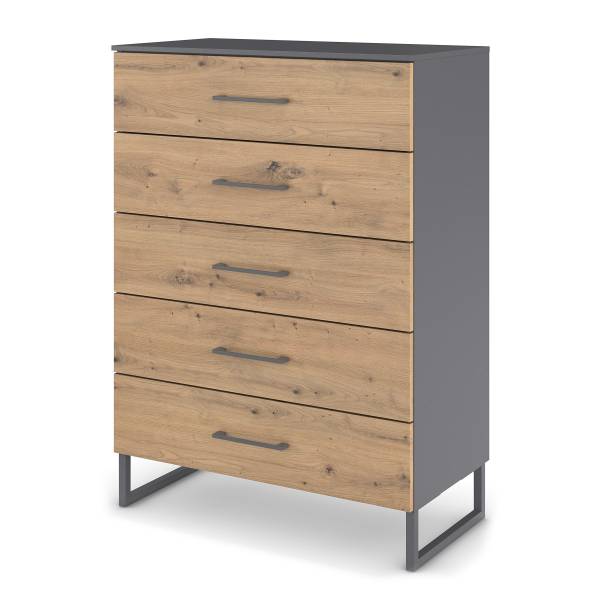 Kast Butte 5 lades Artisan eikenlook/metallic grijs