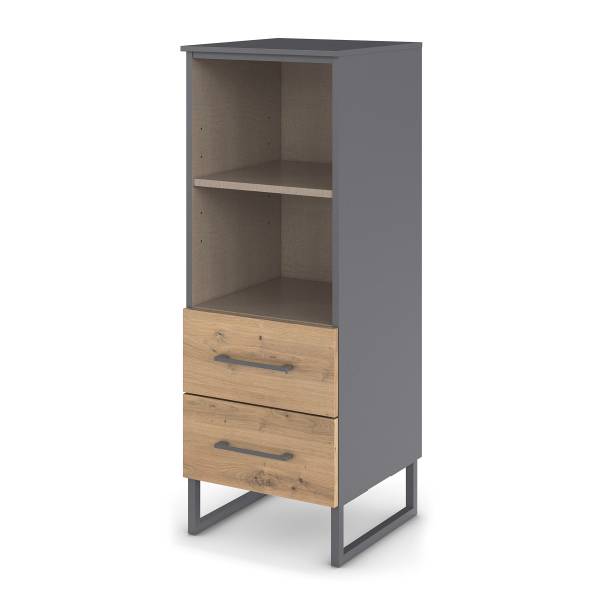 Étagère Butte Chêne Artisan Mélaminé / Gris métallique