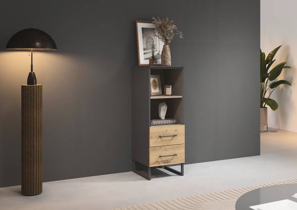 Étagère Butte Chêne Artisan Mélaminé / Gris métallique