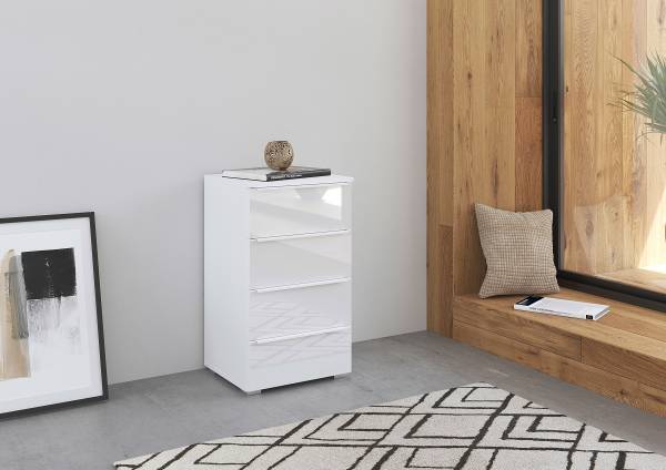 Kommode Monostar mit Glas Alpinweiß - Breite: 40 cm