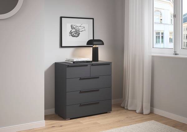 Kommode Monostar mit 5 Schubladen Graumetallic