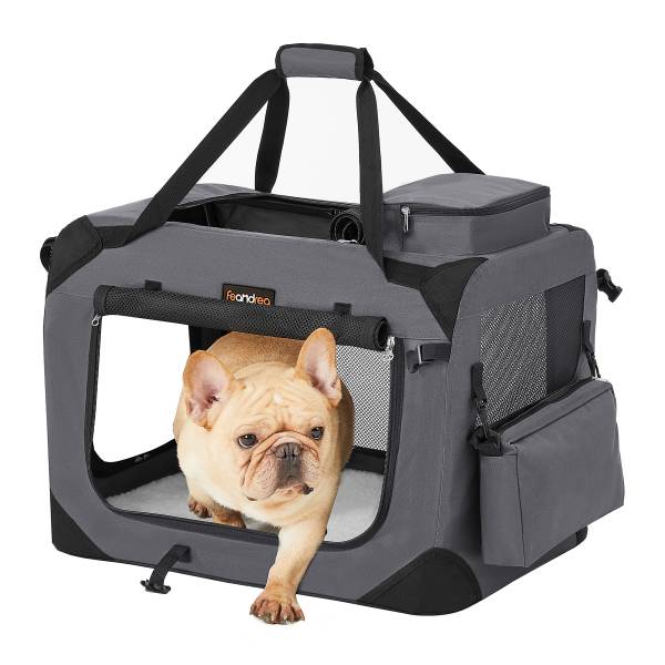 Hundetransportbox Opeti Stahl / Mischgewebe - Dunkelgrau