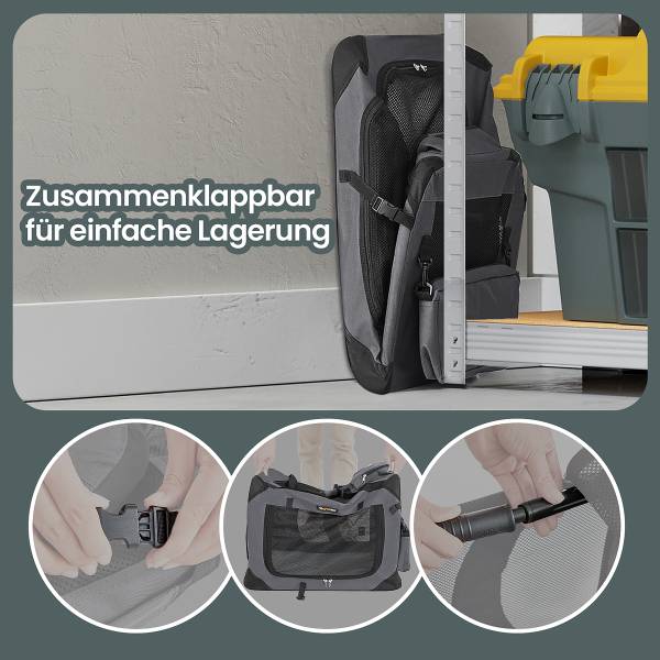 Hundetransportbox Opeti Stahl / Mischgewebe - Dunkelgrau