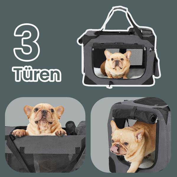 Hundetransportbox Opeti Stahl / Mischgewebe - Dunkelgrau