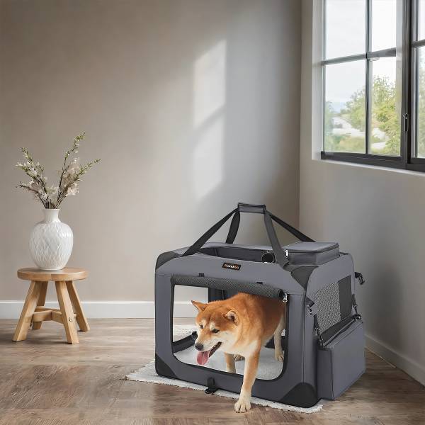 Hundetransportbox Odaso Stahl / Mischgewebe - Grau