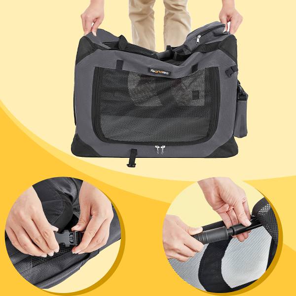 Hundetransportbox Odaso Stahl / Mischgewebe - Grau