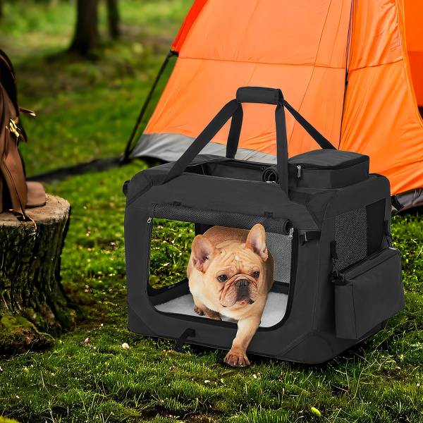 Hundetransportbox Opeti Stahl / Mischgewebe - Schwarz