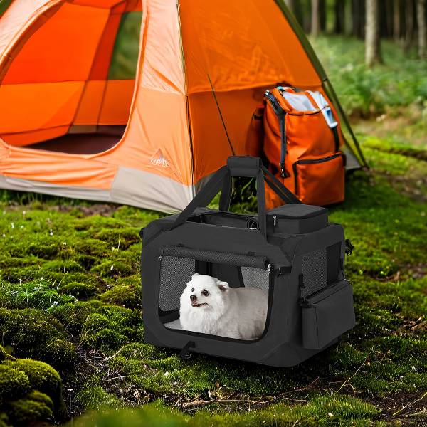 Hundetransportbox Opeti Stahl / Mischgewebe - Schwarz