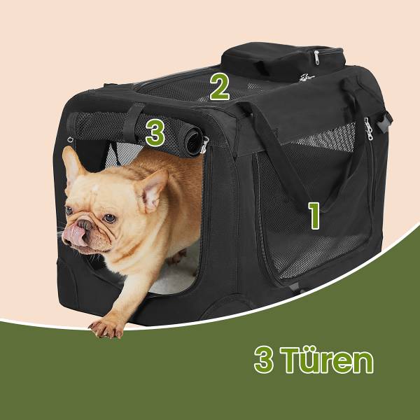Hundetransportbox Opeti Stahl / Mischgewebe - Schwarz