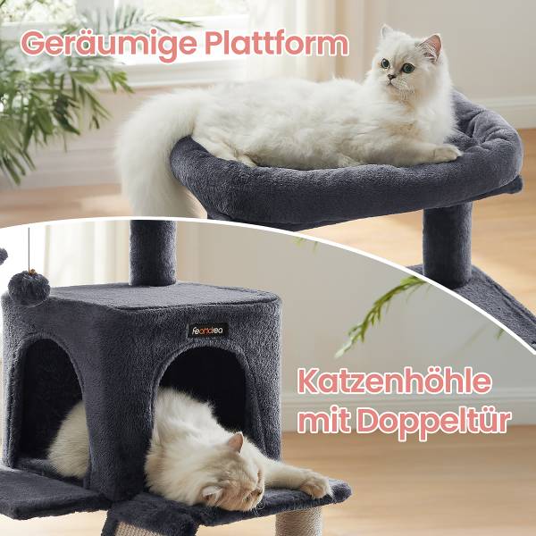 Katzenkratzbaum Kejir Holzwerkstoff / Samt - Dunkelgrau