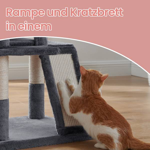 Katzenkratzbaum Kejir Holzwerkstoff / Samt - Dunkelgrau