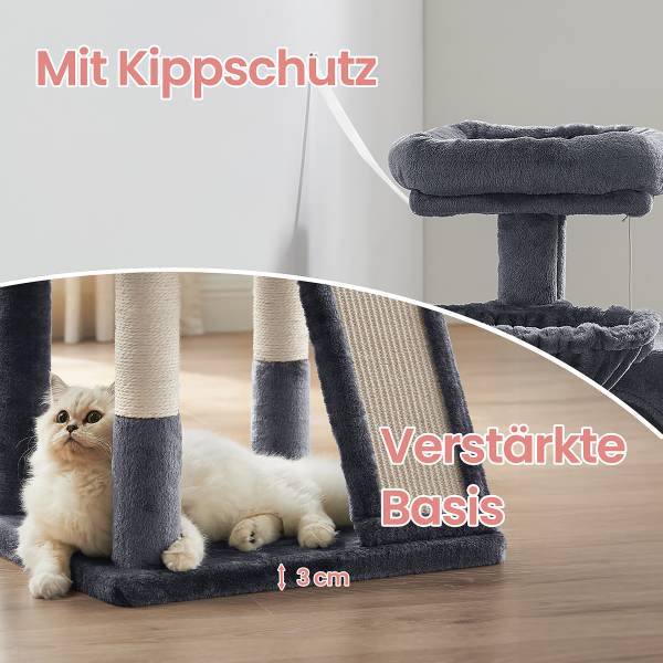 Katzenkratzbaum Kejir Holzwerkstoff / Samt - Dunkelgrau