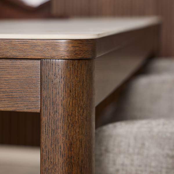 Tavolo da pranzo rettangolare Wity Effetto marmo crema / rovere scuro