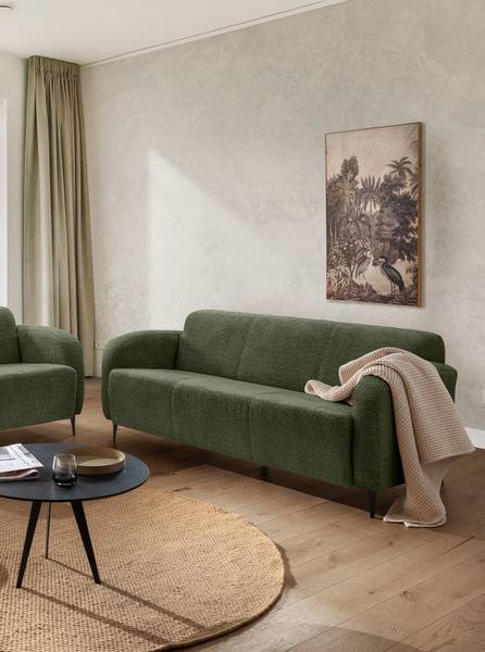3-Sitzer Sofa Janua Bouclé Stoff Zofie: Moosgrün