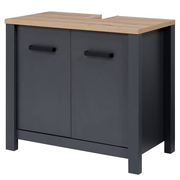 Waschbeckenunterschrank Veneto 2 Türen Anthrazit / Eiche Artisan Dekor