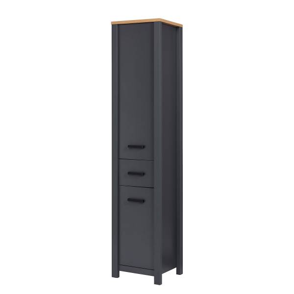 Hochschrank Veneto 2 Türen Anthrazit / Eiche Artisan Dekor