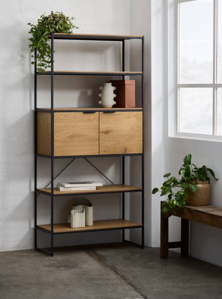 Open kast Catona eikenhouten look/zwart