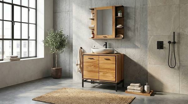 Massiver Spiegelschrank Bombay Teak massiv