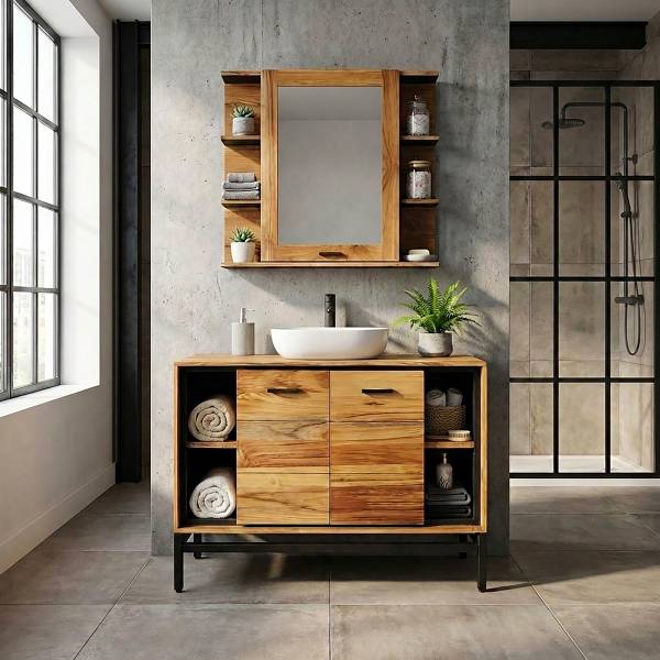 Massiver Spiegelschrank Bombay Teak massiv