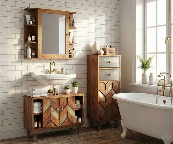 Meuble bas massif Brick Acacia massif - Nougat