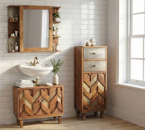 Meuble bas massif Brick Acacia massif - Nougat