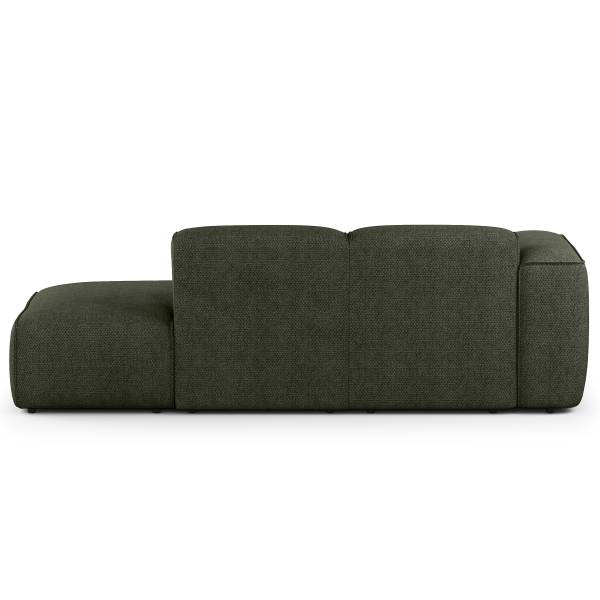 Ecksofa HUDSON mit Chaiselongue Small Webstoff Saia: Graugrün meliert - Longchair davorstehend links / Ottomane rechts