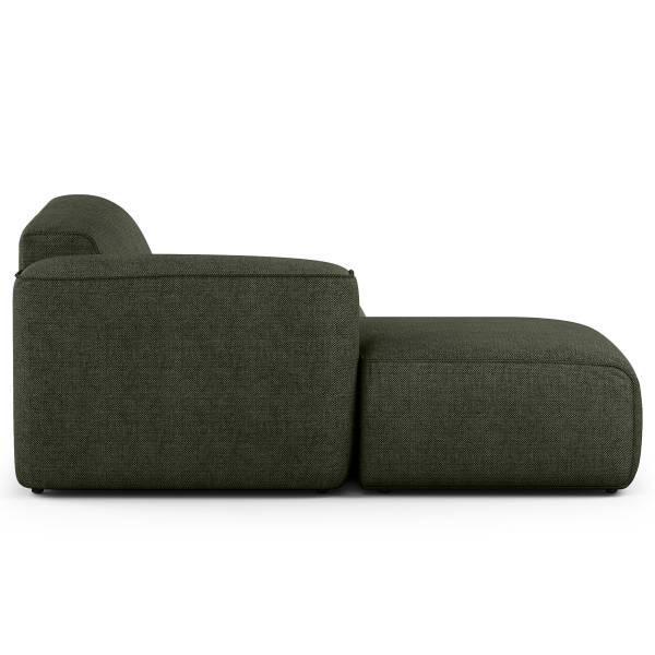 Ecksofa HUDSON mit Chaiselongue Small Webstoff Saia: Graugrün meliert - Longchair davorstehend links / Ottomane rechts