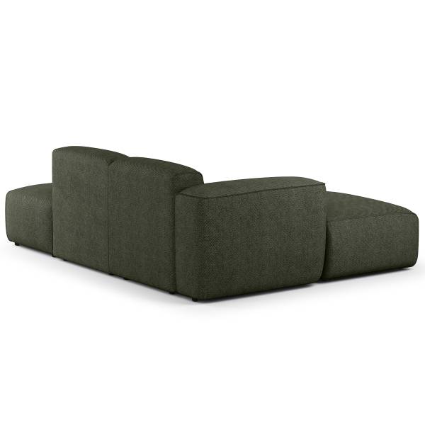 Ecksofa HUDSON mit Chaiselongue Small Webstoff Saia: Graugrün meliert - Longchair davorstehend links / Ottomane rechts