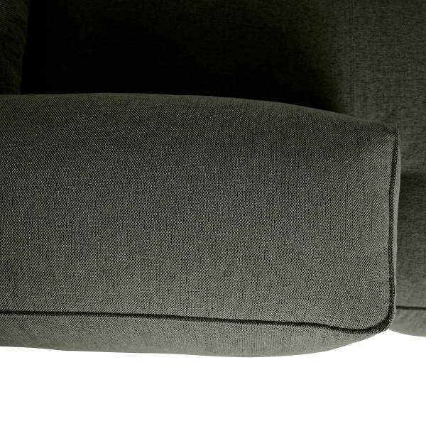 Ecksofa HUDSON mit Chaiselongue Small Webstoff Saia: Graugrün meliert - Longchair davorstehend links / Ottomane rechts