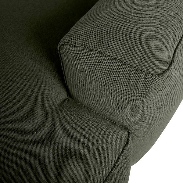 Ecksofa HUDSON mit Chaiselongue Small Webstoff Saia: Graugrün meliert - Longchair davorstehend links / Ottomane rechts