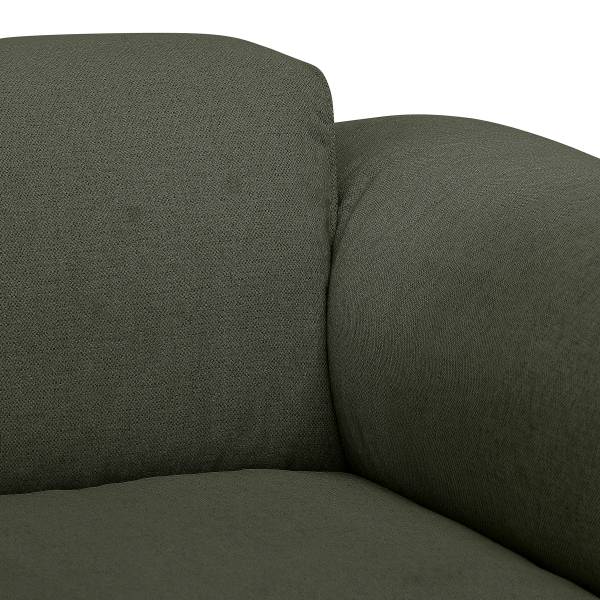 Ecksofa HUDSON mit Chaiselongue Small Webstoff Saia: Graugrün meliert - Longchair davorstehend links / Ottomane rechts