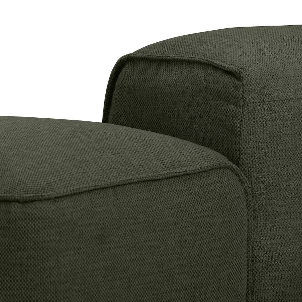Ecksofa HUDSON mit Chaiselongue Small Webstoff Saia: Graugrün meliert - Longchair davorstehend links / Ottomane rechts
